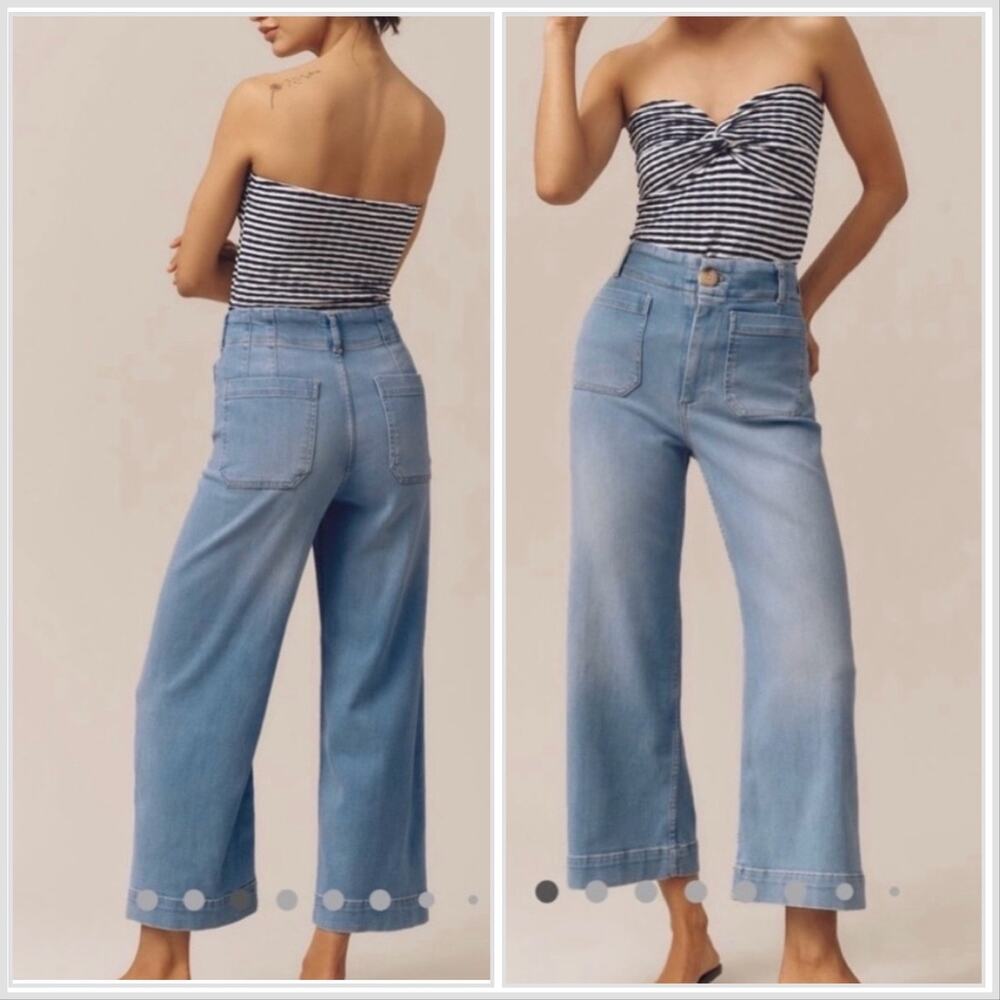 Anthropologie Maeve The Colette Crop High Rise Wide Leg Jean 20W NWT